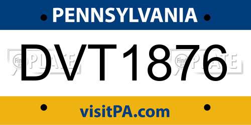 DVT1876 Pennsylvania License Plate