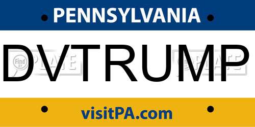 DVTRUMP Pennsylvania License Plate
