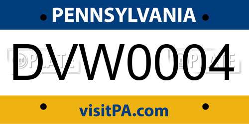 DVW0004 Pennsylvania License Plate