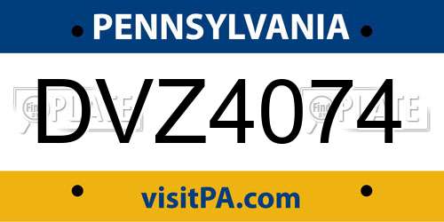 DVZ4074 Pennsylvania License Plate