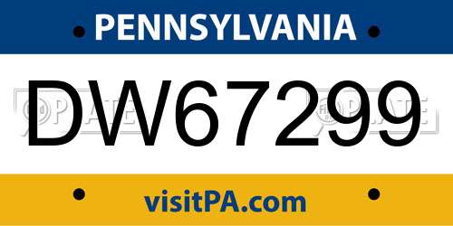 DW67299 Pennsylvania License Plate