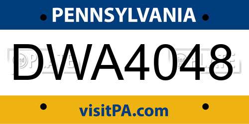 DWA4048 Pennsylvania License Plate