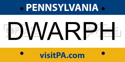 DWARPH Pennsylvania License Plate