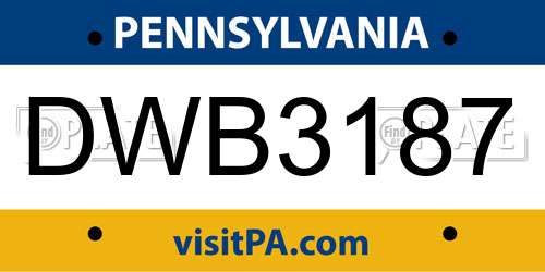 DWB3187 Pennsylvania License Plate