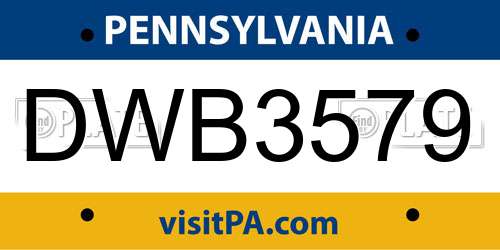 DWB3579 Pennsylvania License Plate