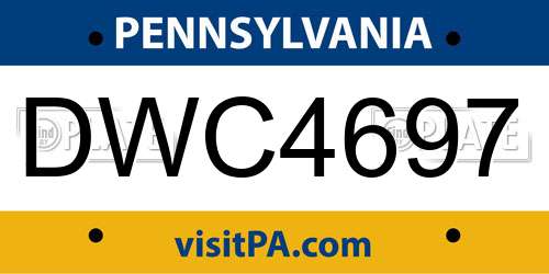 DWC4697 Pennsylvania License Plate