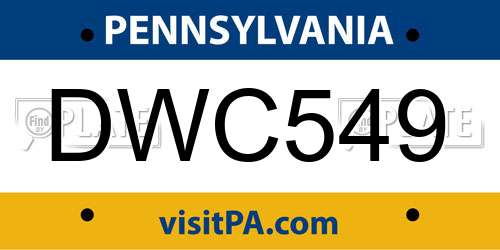 DWC549 Pennsylvania License Plate