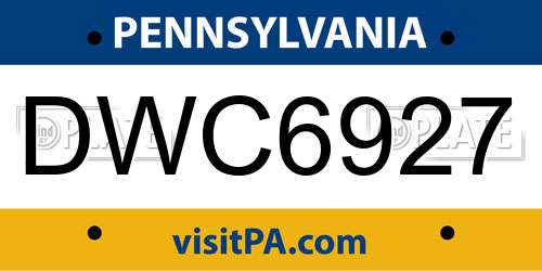 DWC6927 Pennsylvania License Plate