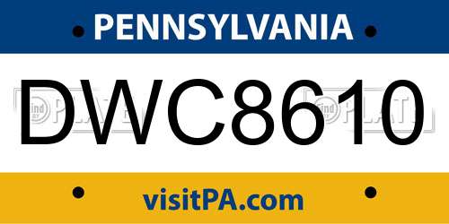 DWC8610 Pennsylvania License Plate