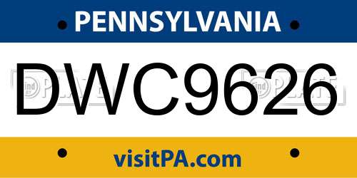 DWC9626 Pennsylvania License Plate
