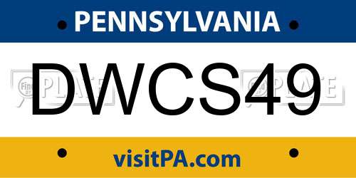 DWCS49 Pennsylvania License Plate