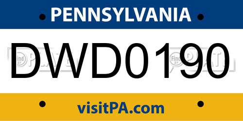 DWD0190 Pennsylvania License Plate