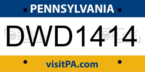 DWD1414 Pennsylvania License Plate