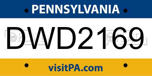 DWD2169 Pennsylvania License Plate