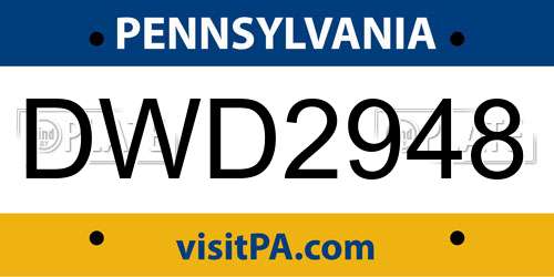 DWD2948 Pennsylvania License Plate