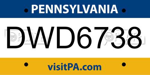 DWD6738 Pennsylvania License Plate