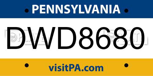 DWD8680 Pennsylvania License Plate