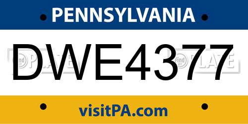 DWE4377 Pennsylvania License Plate