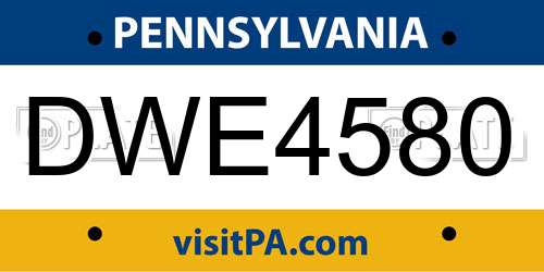 DWE4580 Pennsylvania License Plate