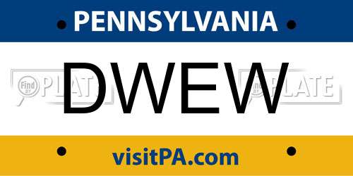 DWEW Pennsylvania License Plate