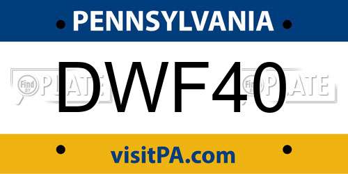 DWF40 Pennsylvania License Plate