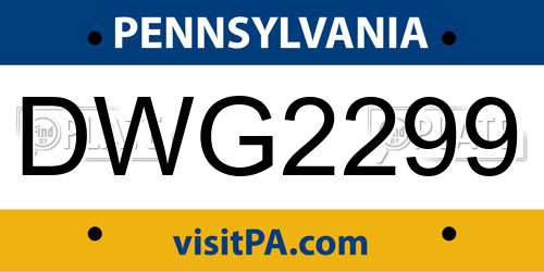 DWG2299 Pennsylvania License Plate