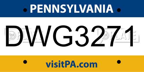 DWG3271 Pennsylvania License Plate
