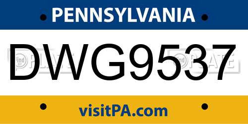 DWG9537 Pennsylvania License Plate