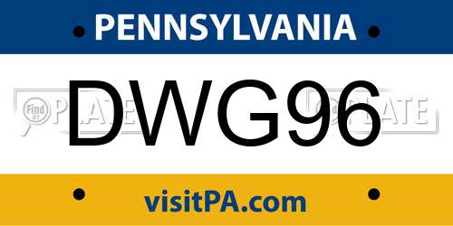 DWG96 Pennsylvania License Plate