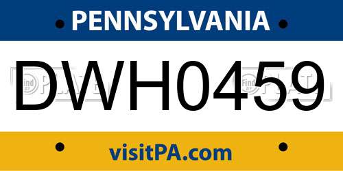 DWH0459 Pennsylvania License Plate
