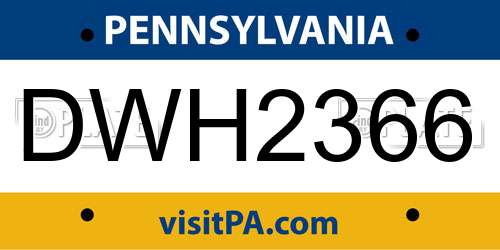 DWH2366 Pennsylvania License Plate