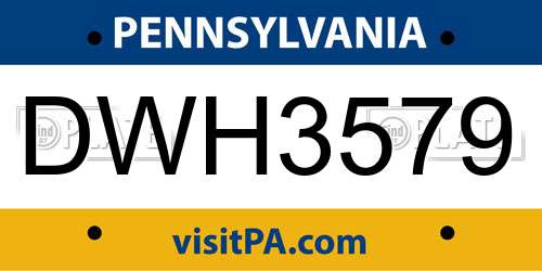 DWH3579 Pennsylvania License Plate