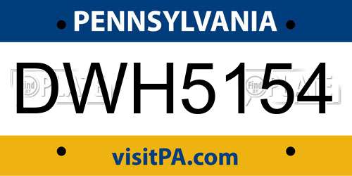 DWH5154 Pennsylvania License Plate