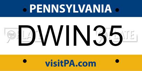 DWIN35 Pennsylvania License Plate
