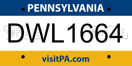 DWL1664 Pennsylvania License Plate