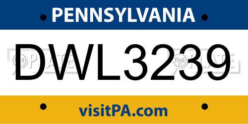 DWL3239 Pennsylvania License Plate