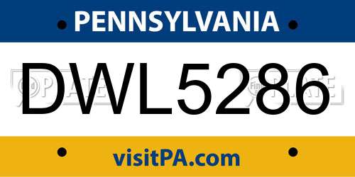 DWL5286 Pennsylvania License Plate
