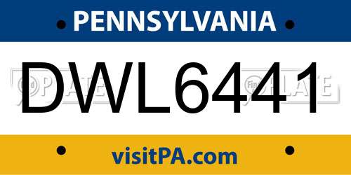 DWL6441 Pennsylvania License Plate
