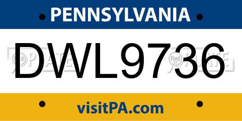 DWL9736 Pennsylvania License Plate