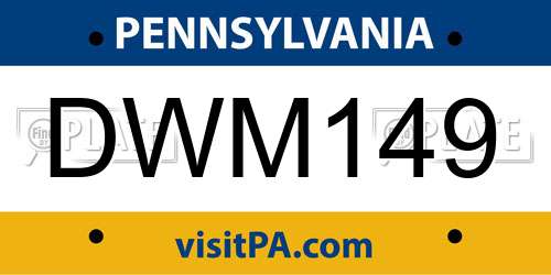 DWM149 Pennsylvania License Plate