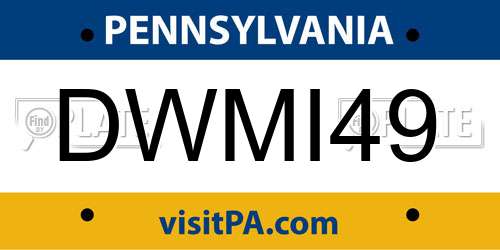 DWMI49 Pennsylvania License Plate