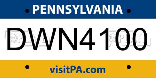 DWN4100 Pennsylvania License Plate