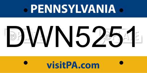 DWN5251 Pennsylvania License Plate