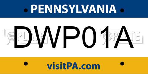 DWP01A Pennsylvania License Plate