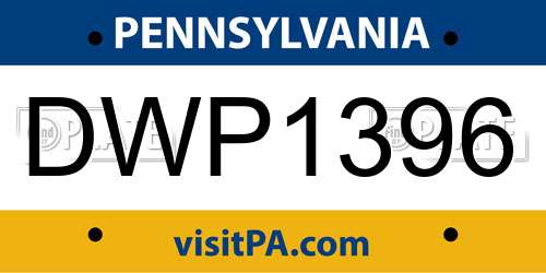 DWP1396 Pennsylvania License Plate