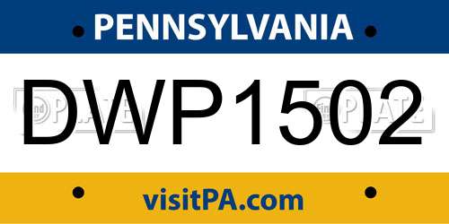 DWP1502 Pennsylvania License Plate