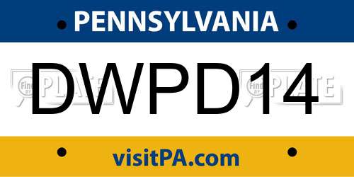 DWPD14 Pennsylvania License Plate