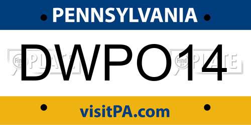 DWPO14 Pennsylvania License Plate