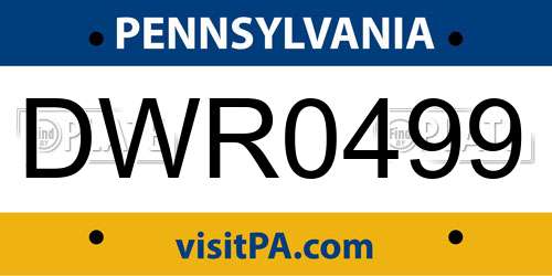 DWR0499 Pennsylvania License Plate