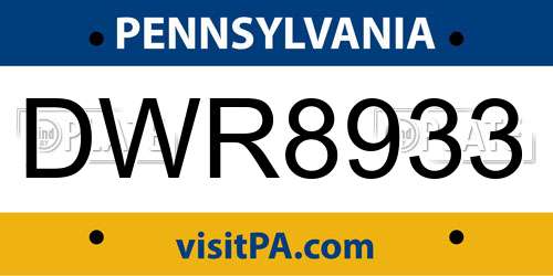DWR8933 Pennsylvania License Plate